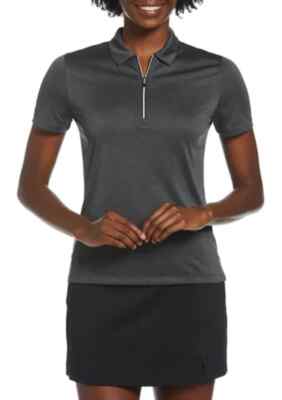 Callaway  Golf Women's Pro Spin Short Sleeve 1/4 Zip Polo Shirt, Black Hthr, S.