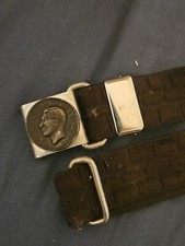VINTAGE KING GEORGE BELT BUCKLE ROYAL MARINES WWI UNIFORM RARE UK 35 Inch Belt.