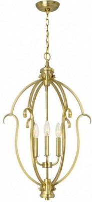 Hampton Bay Sherwood 3-Light Brushed Brass Hanging Pendant Chandelier