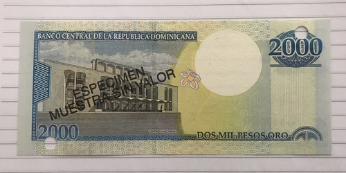 Dominican Republic 2000 Pesos Oro 2000 P-164 Specimen UNC Commemorative! - Picture 2 of 3