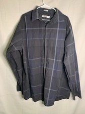 Men's Calvin Klein Size 2XL -Gray Plaid Long Sleeve Button Up Dress Shirt