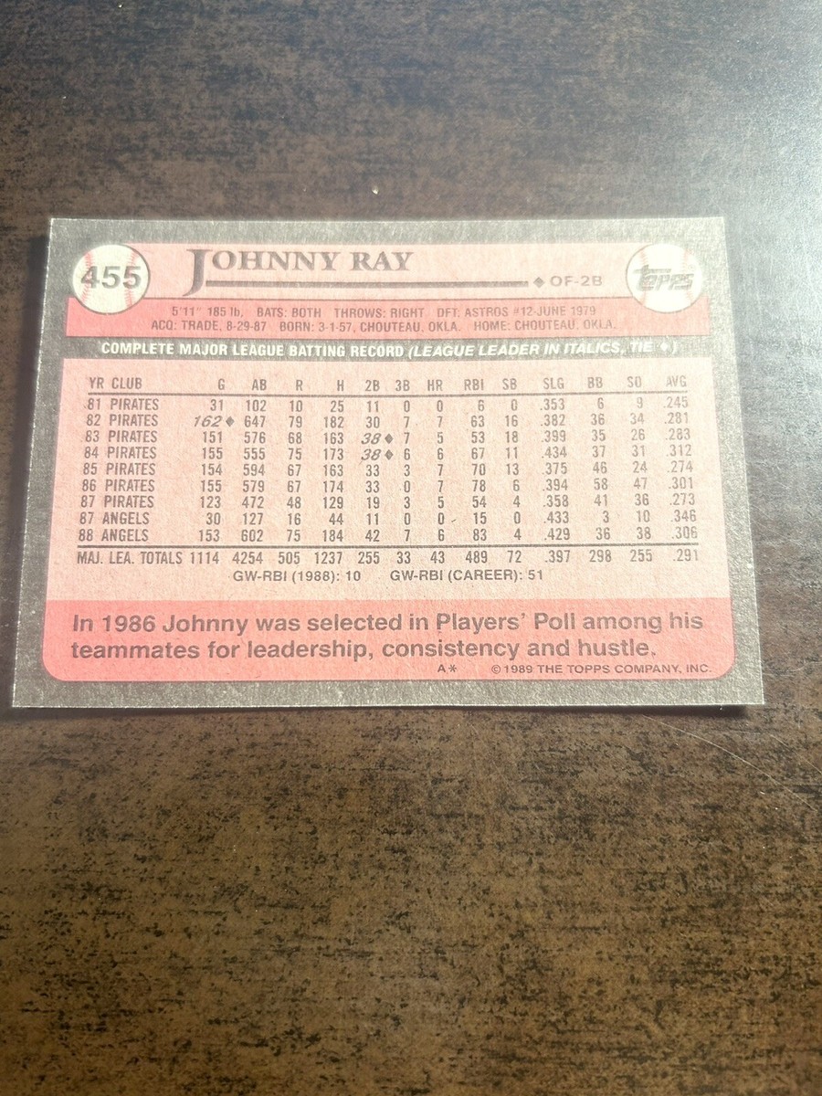 ⚾️1989 Topps ~ California Angels ~ #455 Johnny Ray C129 | eBay