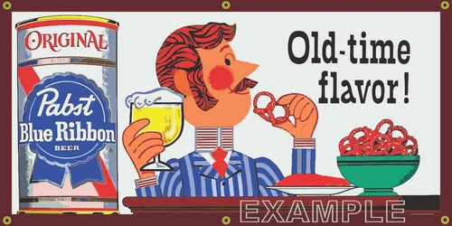 PABST BLUE RIBBON BEER OLD SCHOOL VINTAGE BAR PUB TAVERN SIGN REMAKE BANNER