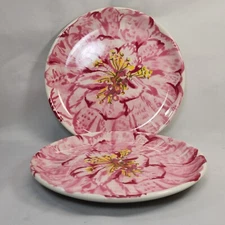 Vtg Essex Collection Kate Williams Camellia's Sula Salad Plates 8" Set 2 Dishes
