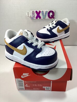 Nike Dunk Low White/Wheat-Midnight Navy toddler size 4c