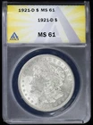 1921-D $1 Morgan Silver Dollar ANACS MS 61 | Uncirculated UNC