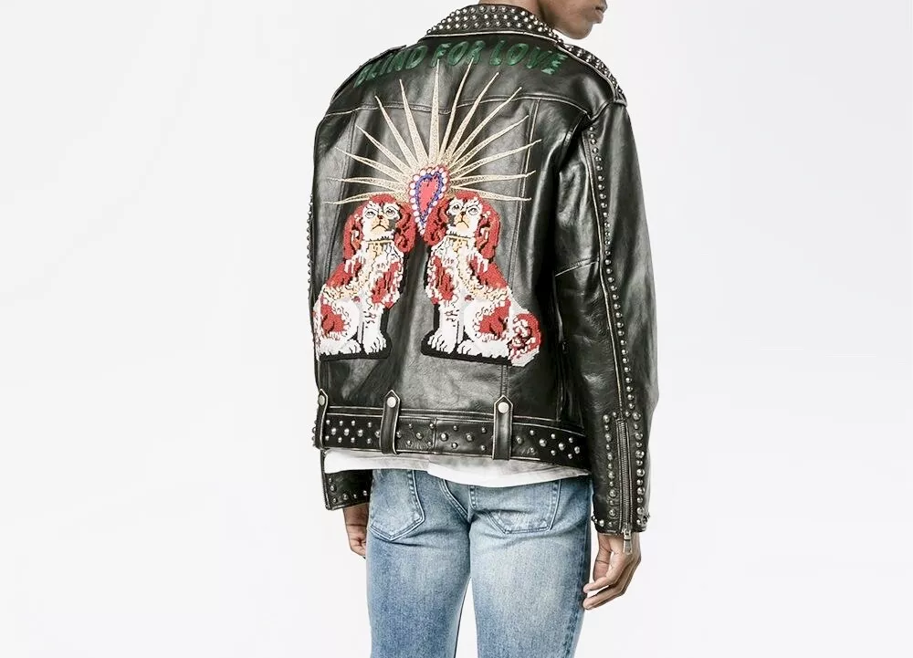Gucci blind for top love leather jacket