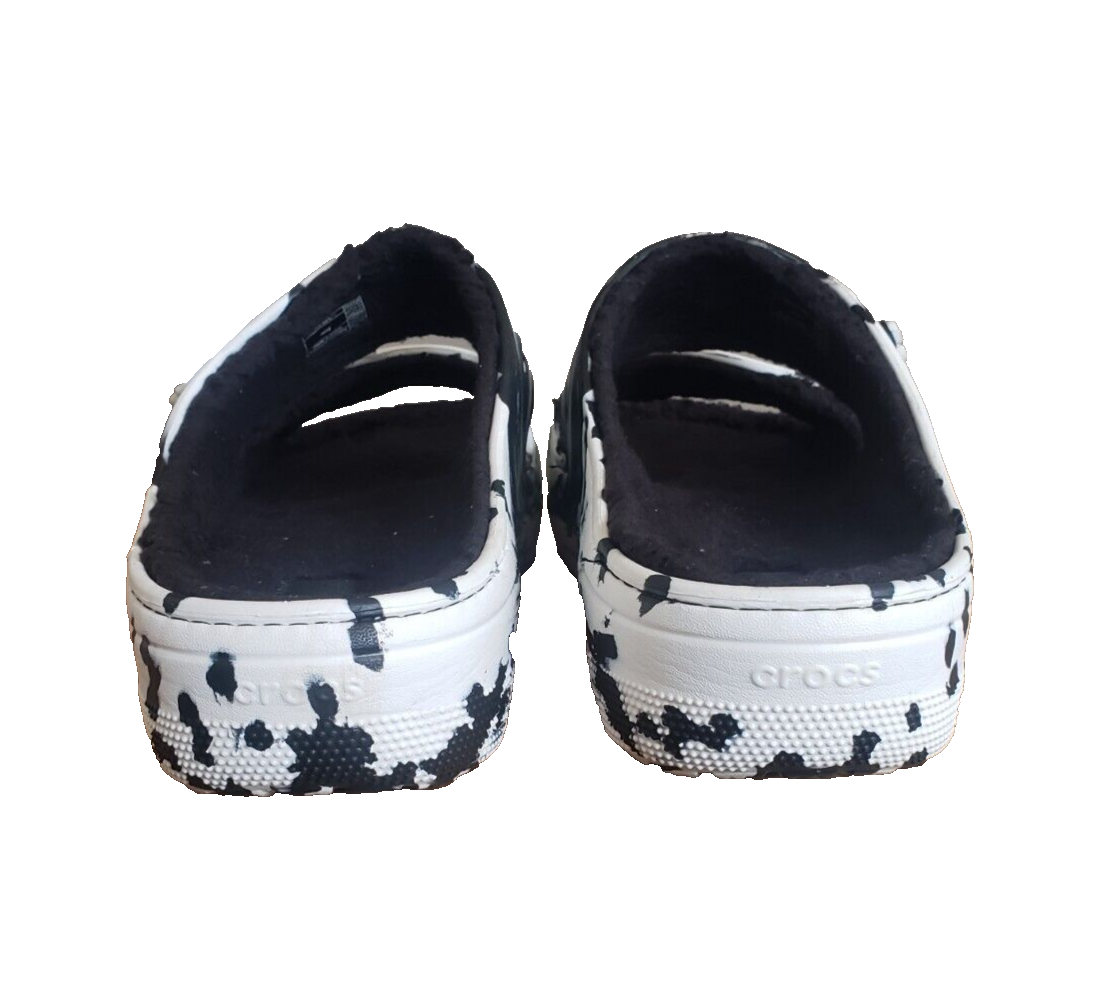 Crocs Unisex Fleece Lined Double Strap Black White Swirl  display picture 2