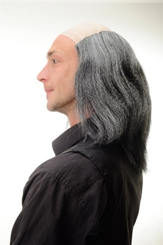 Perücke Glatze Halbglatze Schwarz Grau Alter Opa Igor Frankenstein lang verrückt - Bild 2 von 4