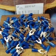 (100) RB14-6F Sta-Kon Fork Nylon Insul Terminal Connector #6 bolt 18-14 AWG T&B