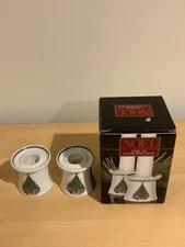 NOEL - Pair of Candleholders - Christmas Tree  - With Box - 1985  Salem Porcelle