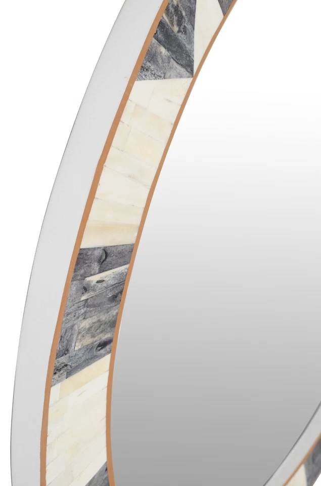 Espejo redondo con incrustación de hueso hecho a mano 26" o 34" Foto 4 de 4