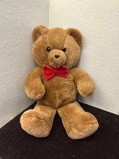 Vintage 1986 Fun Farm DAKIN Honey Jo Teddy Bear 21" Brown Plush Red Bow