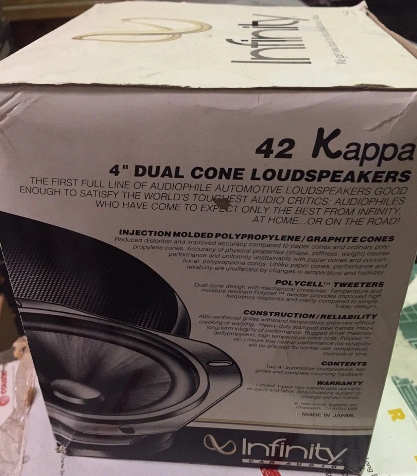 NOS set of 2 car speakers- Infinity- Kappa 42 -4" Dual Cone Old School New RARE  - Image 2 of 4