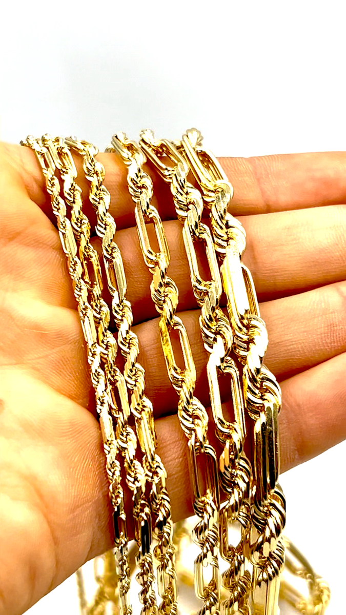 14K Yellow Gold Milano Figaro Rope Chain Necklace Bracelet Real