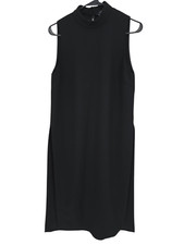 Zara Small Dress Black High Neck Sleevelss Side Slit Shirt Minimalist