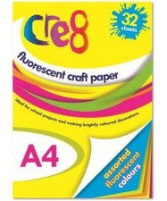 A4 Fluorescent Neon Card Paper 32 Sheets Craft Scrapbook Flourescent craft paper