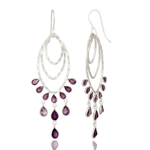 Pendiente araña piedra natal amatista natural, joyería de regalo de plata de ley 925 Foto 3 de 3