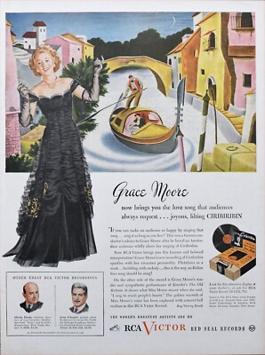 1945 Vintage Magazine Page Ad Actress Grace Moore for RCA Records