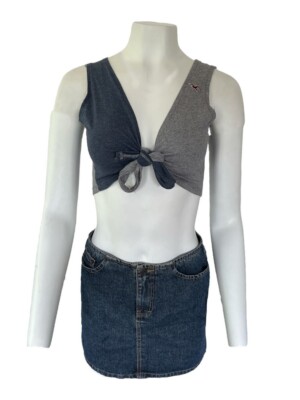 Damen Remake Holister Remake bauchfreies Oberteil verstellbar vorne zum Binden Größe S-CRTOP128