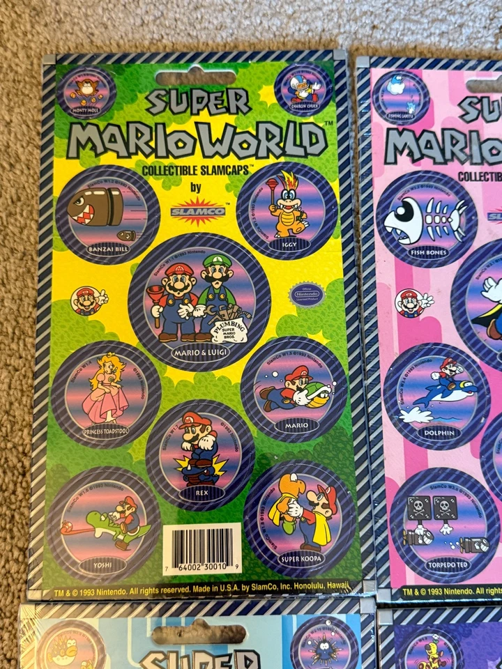 New Sealed Pogs Super Mario World Slamcaps Full Set Collectible - Image 2 of 4