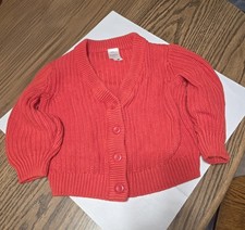 Hanna Andersson Knit Chunky Preppy Tomato Red Cardigan Sweater 5 Girl Kids