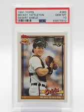 MICKEY TETTLETON 1991 TOPPS BASEBALL DESERT SHIELD #385 PSA 10 Q7113
