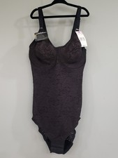 NEW Bali Black Lace Shapewear Bodysuit One Piece Slimming 34D BLACK