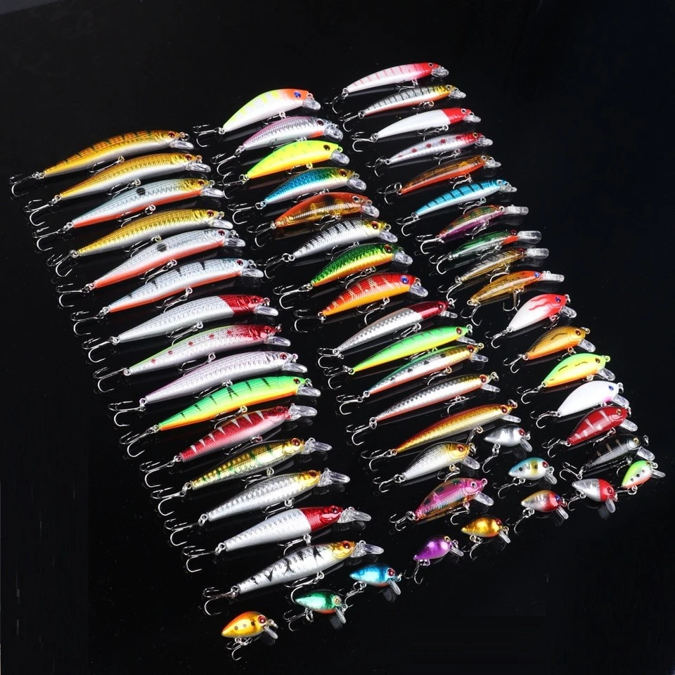 56pcs Minnow Fishing Lure Kit Plastic Bait Artificial Bait Dives Hard Bait - Image 2 of 4