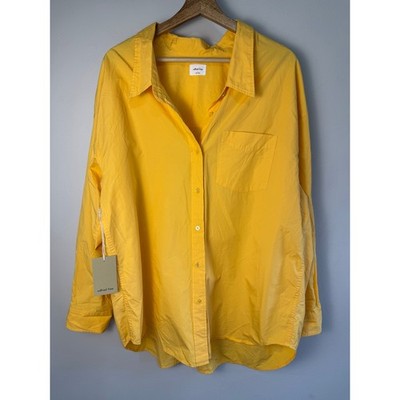 Aritzia Wilfred Free Oversized Boyfriend Button Up Shirt NWT Orange Large