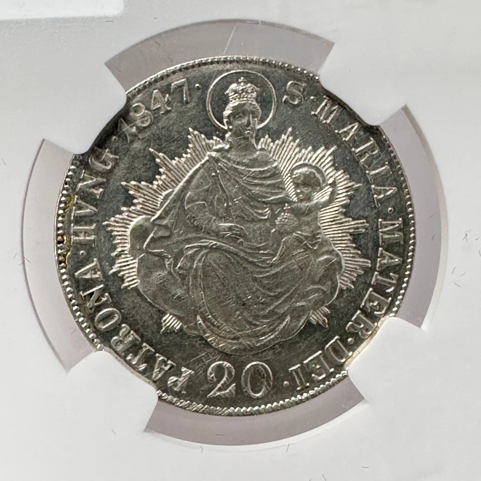 1847-B Hungary 20 Krajczar Silver Coin Graded MS61 NGC KM# 422 - Image 4 of 4