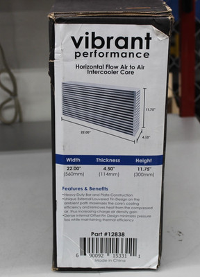 Vibrant Performance 12838 Horizontal Flow Air to Air Intercooler Core New