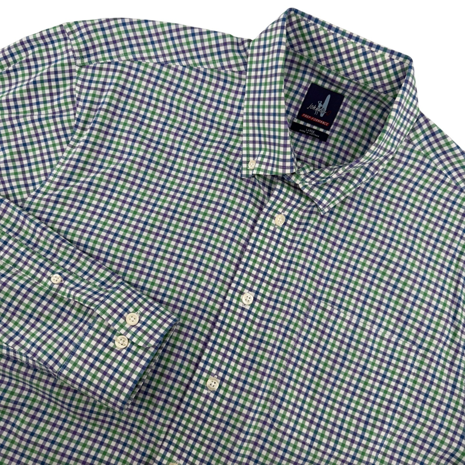 Johnnie O Prep Performance Gingham Button Down Sh… - image 1