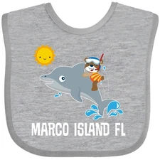 Inktastic Marco Island Florida Vacation Baby Bib Summer Dolphins Childs Clothing