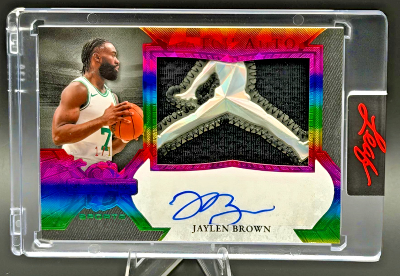 2026 Leaf Spectacular JAYLEN BROWN Spectacular Game Used PATCH AUTO 01/01 view 1