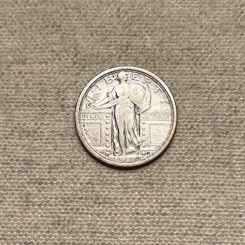 1917 Type 1 25C Standing Liberty Quarter Dollar in VF Condition TL
