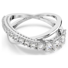 Swarovski Ring Rows Twist Ring Round Cut White Rhodium - Size 60 5572710 NIB