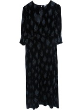 RIXO - Lucile Dress - Black - Velvet Beaded Floral Pattern - Size 14