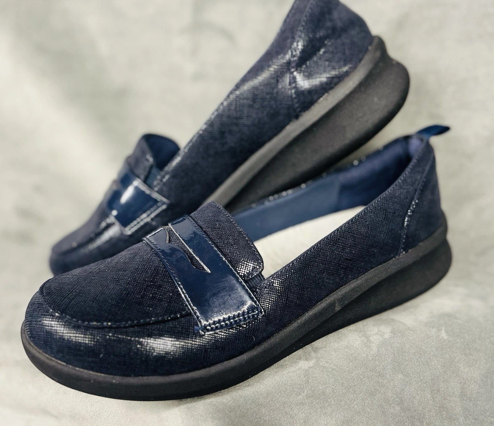 Scarpe mocassini Clarks CloudSteppers blu donna 8M comode slip on leggere