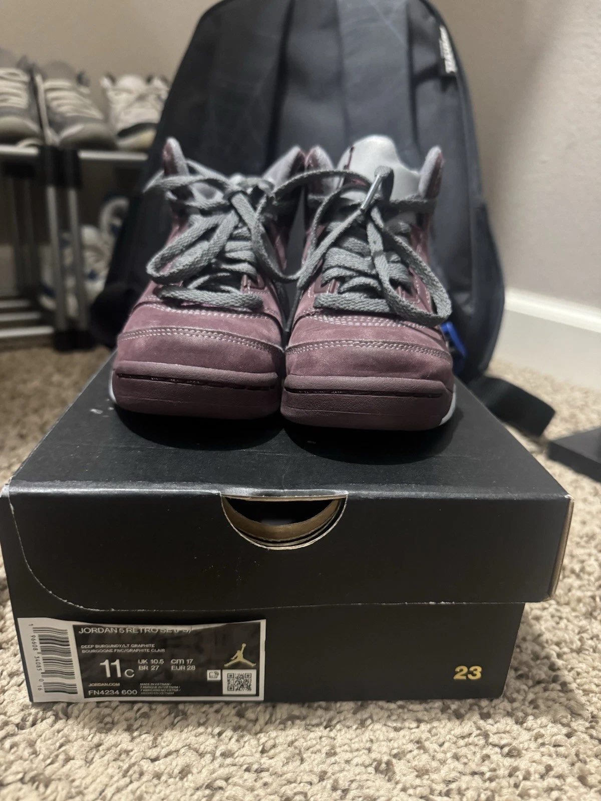 Taglia 11 (PS) Jordan 5 Retro SE 2023 Mid Burgundy FN4234 600