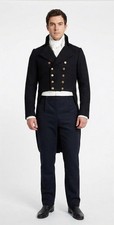 Men's Black Wool Victorian Tailcoat, Regency Victorian Steampunk Coat