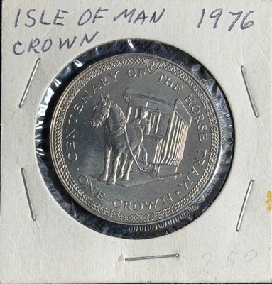 1976 Isle Of Man Centenary Of The Horse Tram One Crown Coin Capsuled