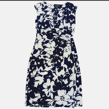 Lauren Ralph Lauren Classic Preppy Floral Faux Wrap, Ruched Midi Dress