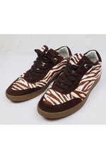 Image of Dune London Trainers Brown Suede and Zebra Print Size 41 UK 7 r1641