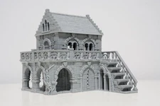 Wargaming Tabletop Stone House With Balcony - 3D Printed