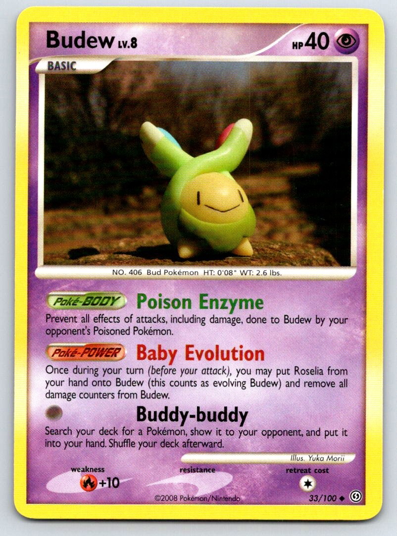 Budew 33/100 Uncommon Stormfront Pokemon Lightly Played