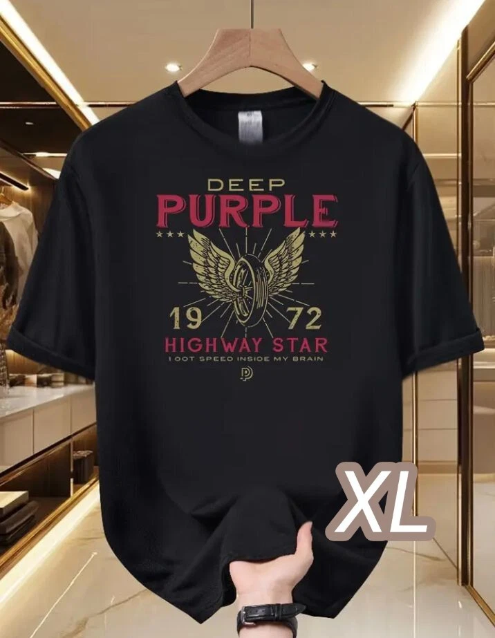 Premium T Black Size XL Deep Purple Quick Dry Breathable Material Size Rock T Sh