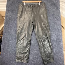 Vintage Pia Rucci Leather Pants Womens Large Black High Waist Tapered Korea 90s