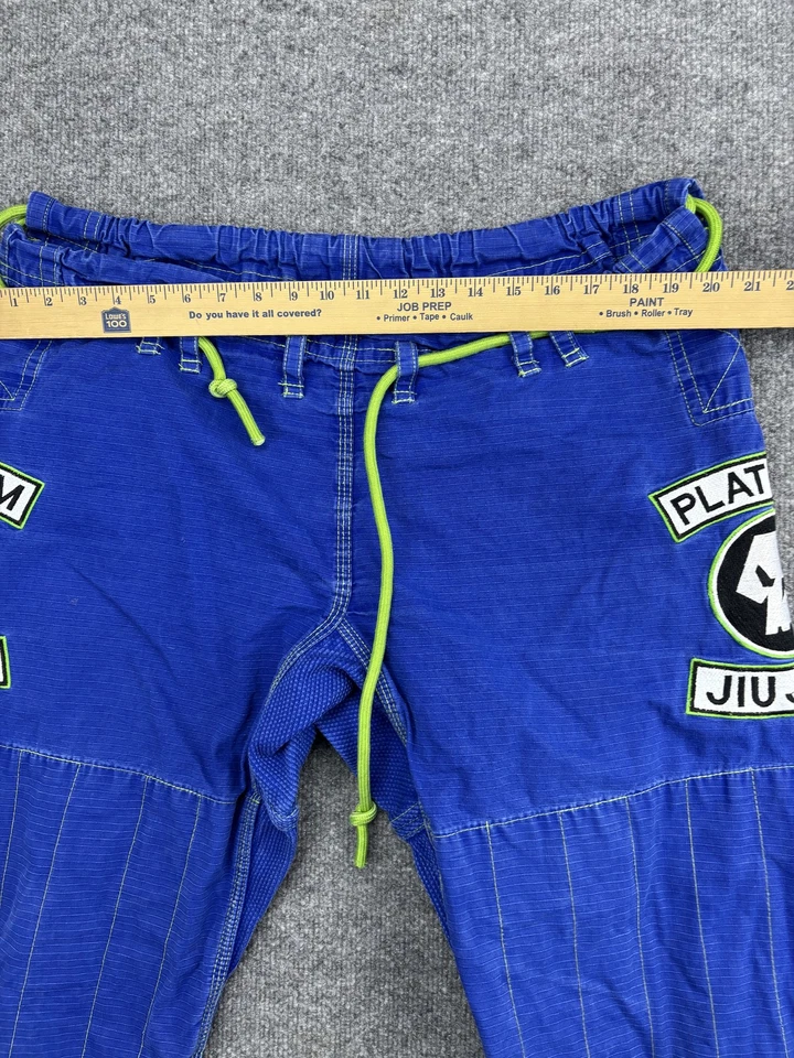 Pantalones de Jiu Jitsu Platino para Hombres A3 Azul BJJ Grappling Gi 100% Algodón Reforzado Foto 3 de 4