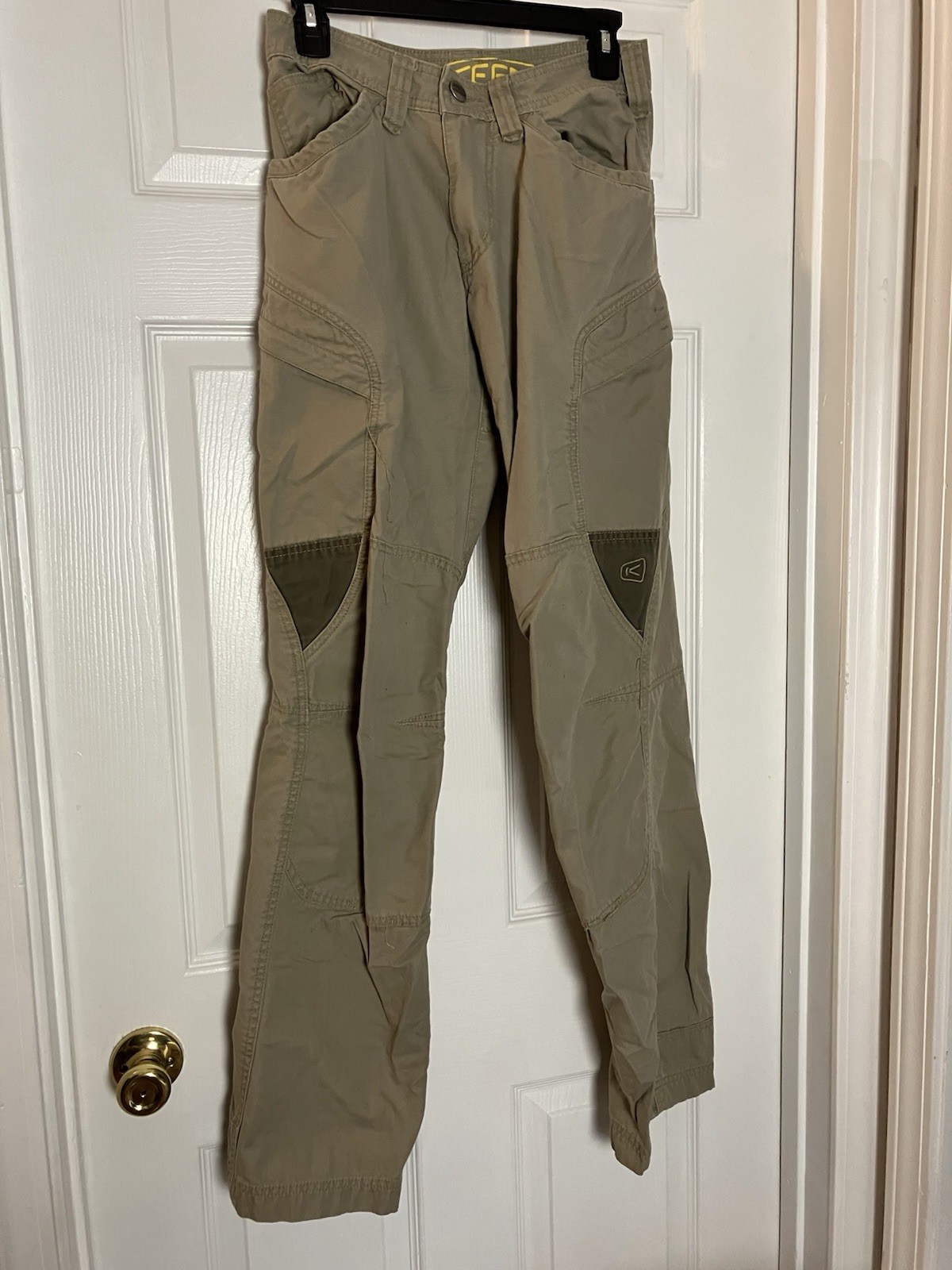 KEEN Pantalone Cargo Uomo 28x34 Beige Tan Doppio Ginocchio Tela Abbigliamento da Lavoro Esterno